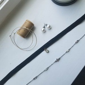 Bundle of chokers and earrings